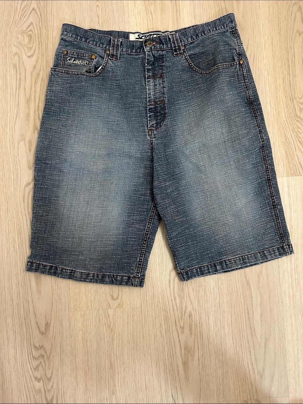 Schott NYC Men's Washed Blue Denim Shorts